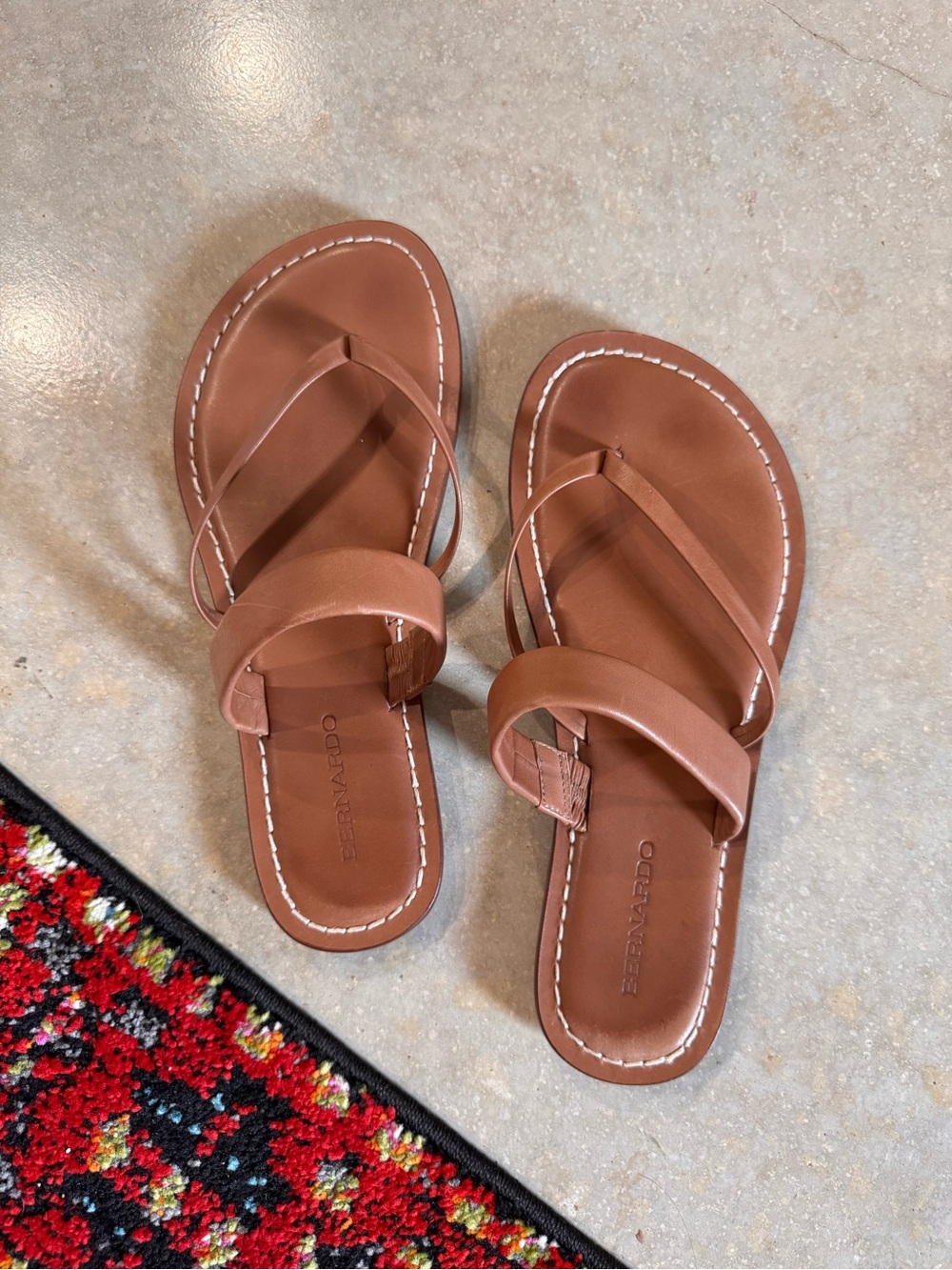 Bernardo Brown Leather Slide Sandals